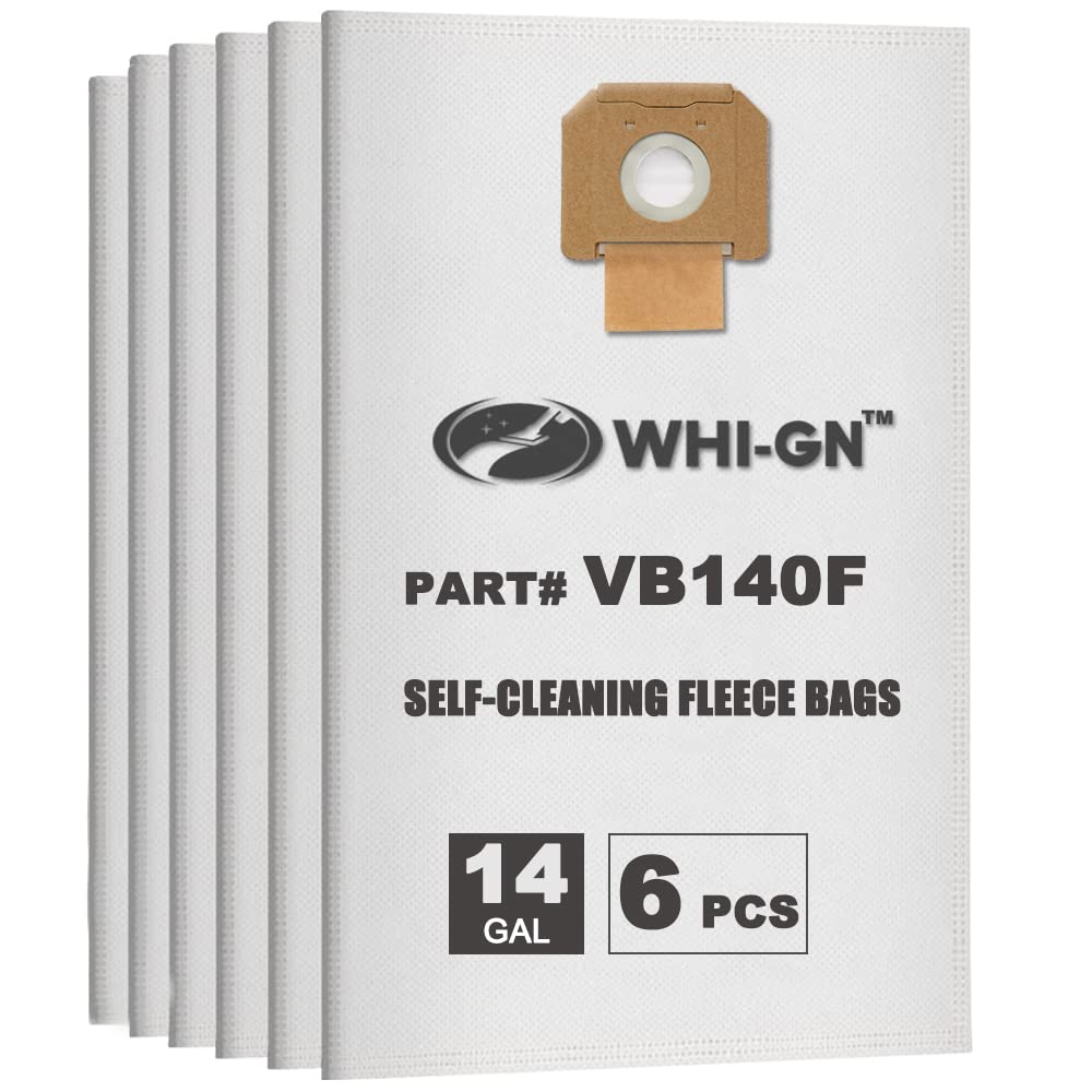 WHI-GN Replacement for BOSCH Bags, VB140F Fleece Filter Bags, compatible with BOSCH 14 Gallon Dust Extractors VAC140 (6 Pack)