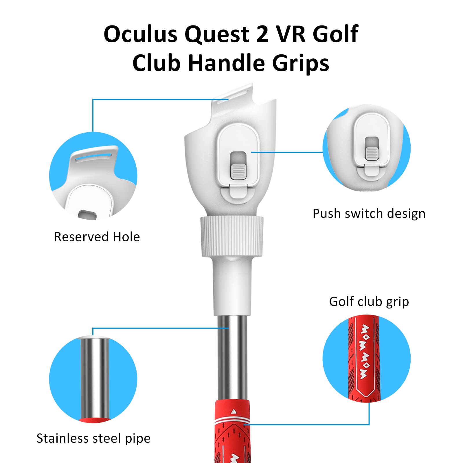 VANISHING REALMS- GOLF CLUB GRIP EXTENSION FOR OCULUS QUEST 2- VR handsets (LEFT & Right)