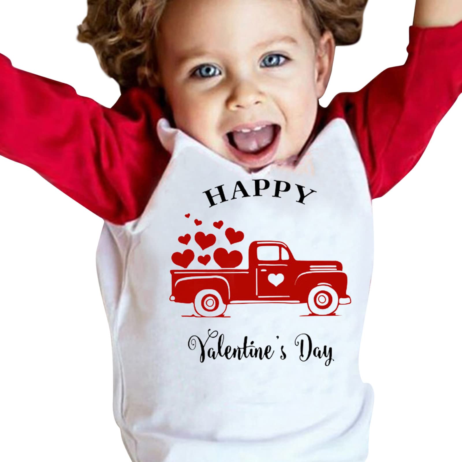 Infant Girls Boys Tee Kids Valentine's Day T Shirt Letter Heart Print Blouse Valentine Oversized Crewneck Tee Tops Red