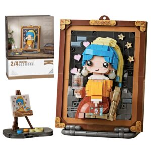 meiest mini building blocks cute 3d painting model set,creative diy simulation particle stereograph collection construction building bricks toy,home decor (girl with pearl earrings)