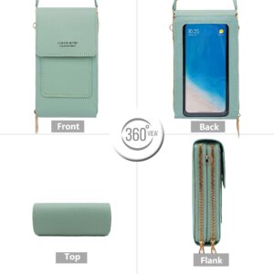 PORT&LOTUS Crossbody Bags for Women Cell Phone Purse Wallet Ladies Small Women's Handbags PU Leather Shoulder Bags Card Holder Green 2