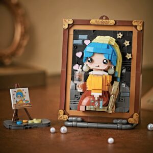 MEIEST Mini Building Blocks Cute 3D Painting Model Set,Creative DIY Simulation Particle Stereograph Collection Construction Building Bricks Toy,Home Decor (Girl with Pearl Earrings)