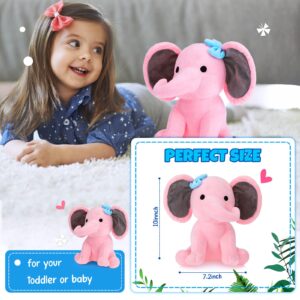 6 Pieces Elephant Stuffed Animals 9.84 Inches Soft Cute Elephant Plush Toys for Baby Shower Elephant Themed Birthday Party Supplies (Pink, Grey)