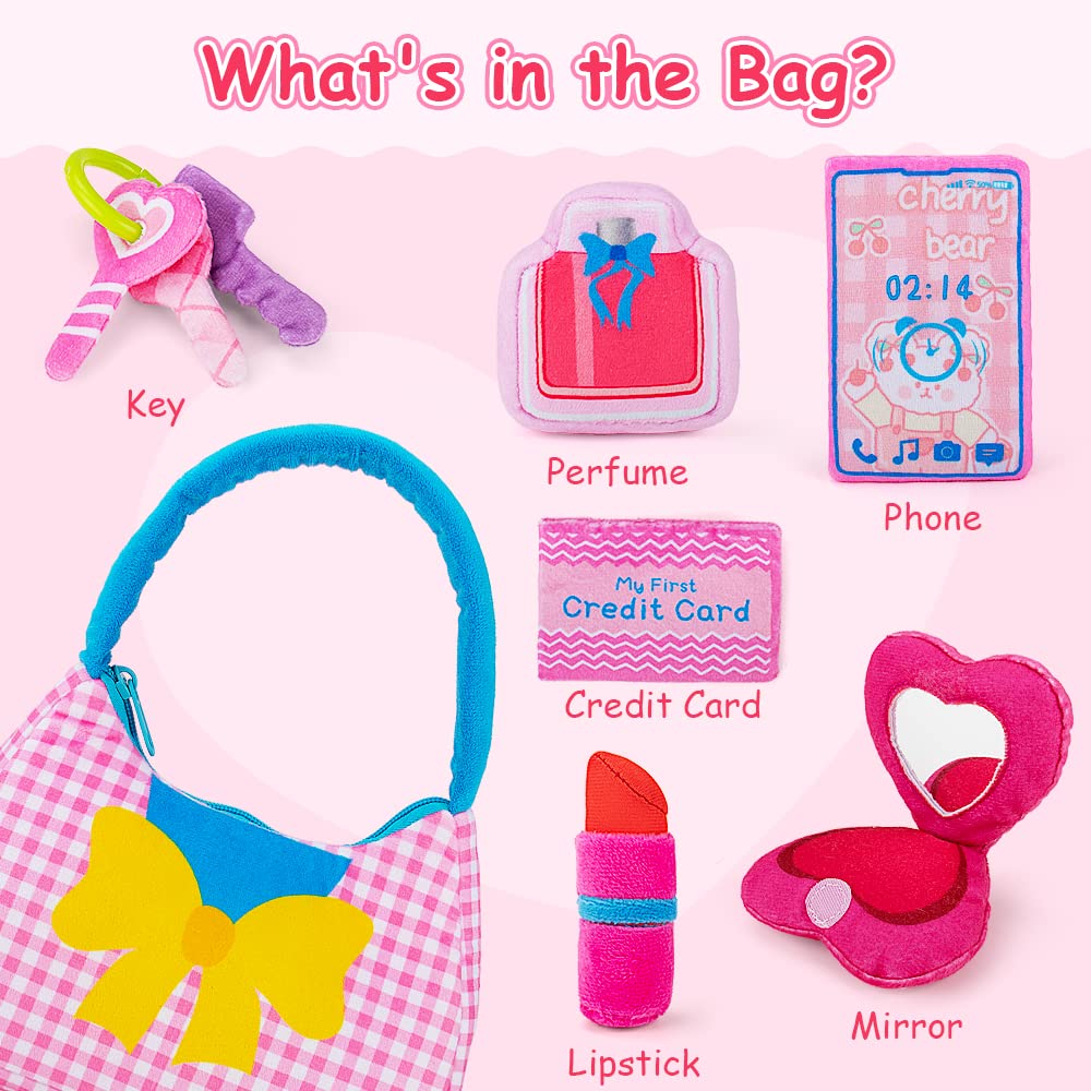 Toddler Purse Baby Girl Toys,Prentend Play Purse for Little Girls Princess1 2 3 4 Years Old, My First Purse Toddler Toys Set with Accessories Perfect for Baby Girl Gifts on Birthday Valentine's Day