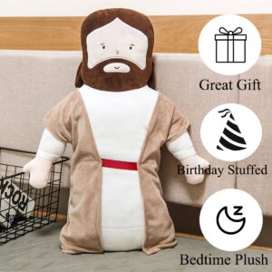 Corandis 20inch Jesus Plush Toy Jesus Stuffed Dolls Cartoon Jesus Pillow Christ Religious Savior Toys Christian Figure Home Christmas Decoration Baptism Gift