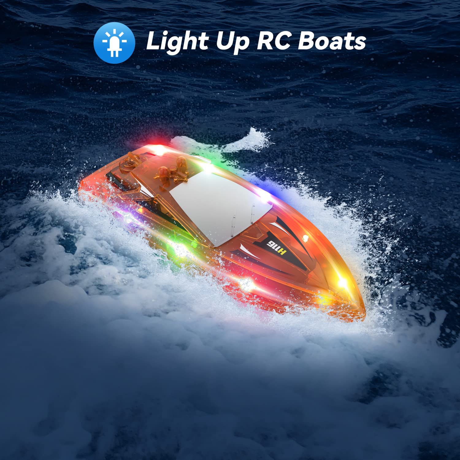 YEETFTC RC Boat for Kids,2Pack LED Light Remote Control Boat for Pools and Lakes,Bathtub Toy Boats with Whole Body Waterproof,Rechargeable Battery,Low Battery Alarm,Water Play Toy Gift for Boys&Girls