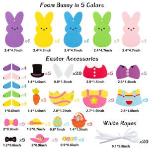 3sscha 20 Sets Easter Bunny Foam Stickers Craft for Kids Candy Rabbit Self-Adhesive Sticker DIY Handmade Artwork Project for School Classroom Home Activity, Easter Gift Spring Party Favor Decoration