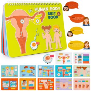 freebear montessori busy book for kids, human body anatomy book for toddlers, preshool kindergarten learning activities, autism sensory toys, travel toys, gifts for girls and boys 4 5 6 7 8 years