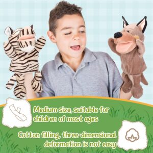 Wettarn 10 Pcs Animal Hand Puppets 12 Inch Soft Plush Plush Puppets Lion Orangutan Giraffe Tiger Pig Elephant Hand Puppets for Boys and Girls Storytelling, Teaching, Role Playing(Lovely Style)