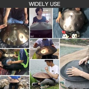 Handpan Drum, Instrument in D Minor, 10 Notes, 22 Inch Steel Hand Drum with Soft Handpan Bag,Handpan Mallets,Drum Tripod(Color:a)