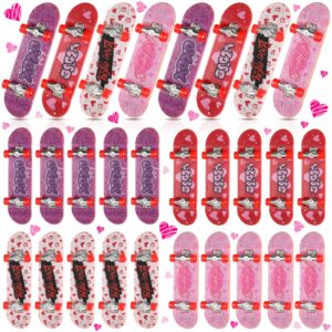 Valentines Day Gifts for Kids, 24 Pcs Kids Valentines Mini Finger Skateboards with 24 Interchangeable Wheel and Mini Screwdriver for Boy Girl Classroom Valentines Party Favor, Exchange Prizes Gift