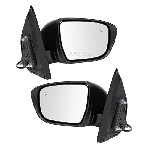 TRQ Driver & Passenger Side Mirror Set Manual with Blind Spot Indicator Compatible with 2022 Nissan Frontier NI1320336 NI1321336