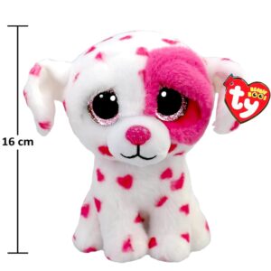 TY Beanie Beau - White Valentine Dog with Hearts - 6"