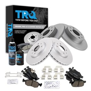 TRQ Front and Rear Brake Pad & Rotor Kit Brake Chemical Kit Brake Pads Brake Rotor Ceramic Solid Premium G-Coated Compatible with 2012-2017 Fiat 500