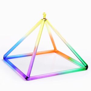 TFECOM Rainbow Crystal Singing Pyramid, Excellent Sound for Healing Meditation, with Carrying Case & Crystal Singing Bowl Striker, for Buddhist, Yoga, Stress Reduction (Size : 6 Inch)