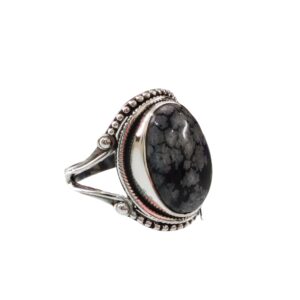 natural snowflake obsidian ring, snowflake obsidian ring, birthstone, bohemian band, 925 sterling silver, womens ring, christmas, thanksgiving, handmade, statement jewelry, natural gemstone ring