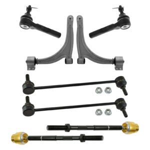 trq front steering & suspension kit control arm with ball joint sway bar stabilizer link tie rod compatible with 2010-2012 chevrolet malibu 2010 pontiac g6