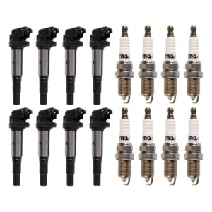 TRQ Ignition Kit Ignition Coil Spark Plugs Compatible with 2008-2010 BMW 550i