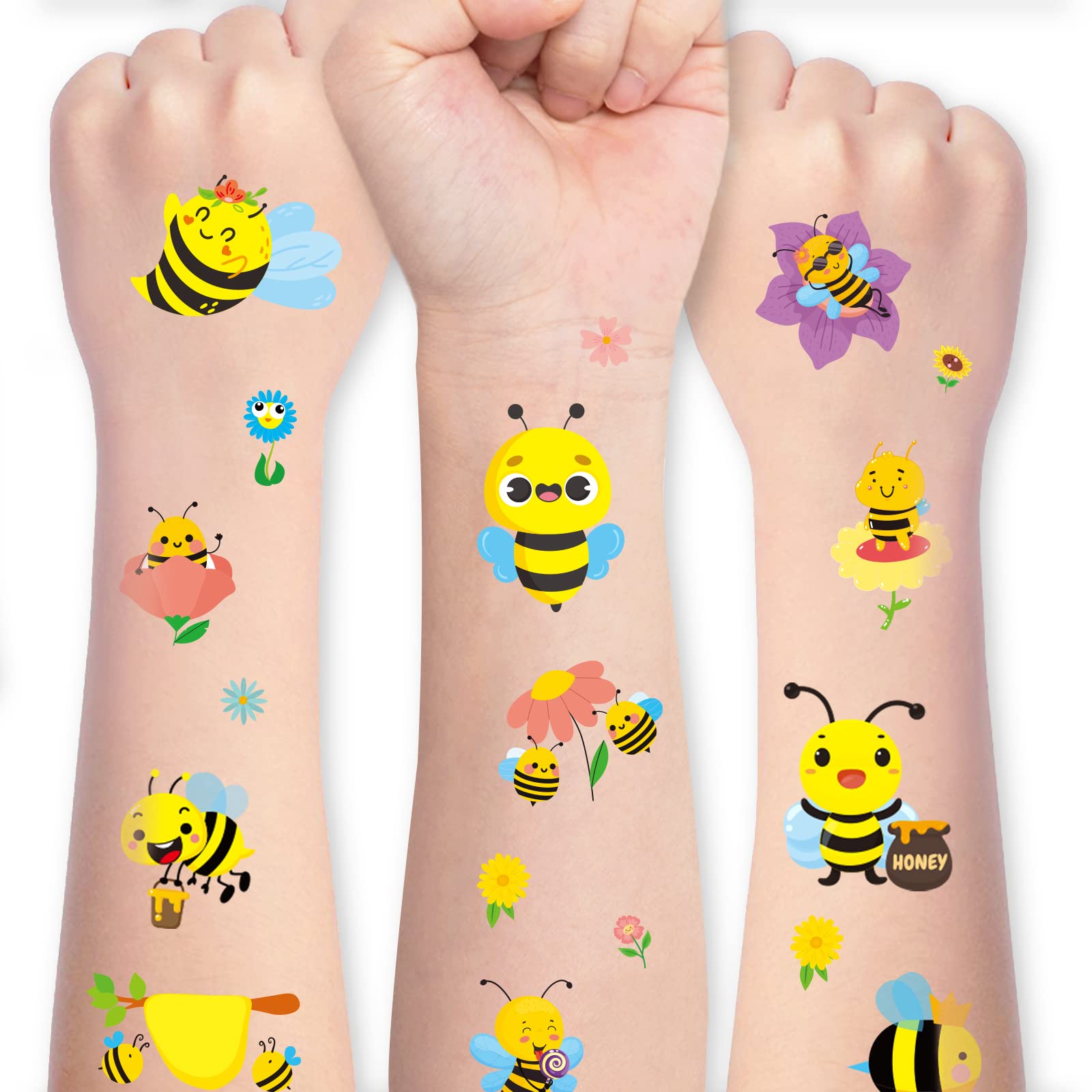 Cute Bumble Bee Temporary Tattoo Stickers 505 Count summer Spring Summer Fairy Bee Party Favors Goodie Gift Bags Decor Waterproof Fake Tattoos Art Craft for Kids Birthday Party Supplies Gifts