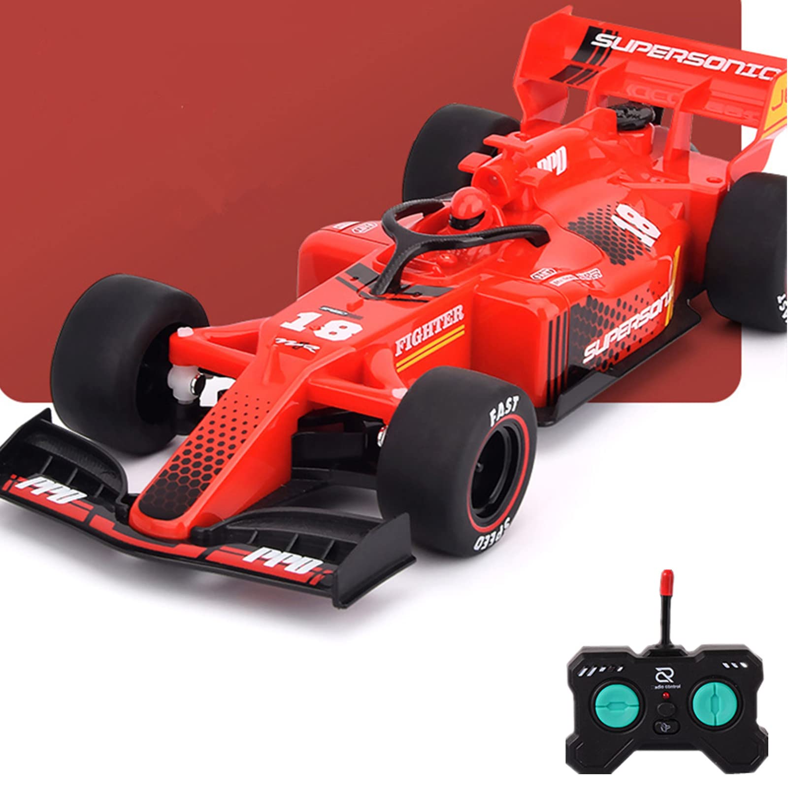 Remote Control Car, High Speed Race Drift Rc Cars Toy with Led Light Spray Function, Classic Look 4-Channel Remote Control Car, Kids Outdoor Toys for Boys Girls Birthday Gifts (Battery red)