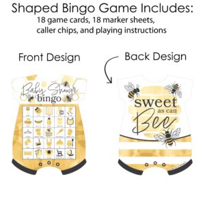 Big Dot of Happiness Little Bumblebee - Picture Bingo Cards and Markers - Baby Shower Shaped Bingo Game - Set of 18