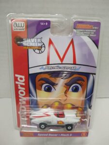 auto world sc381-1 silver screen machines race worn speed racer mach 5 ho scale electric slot car