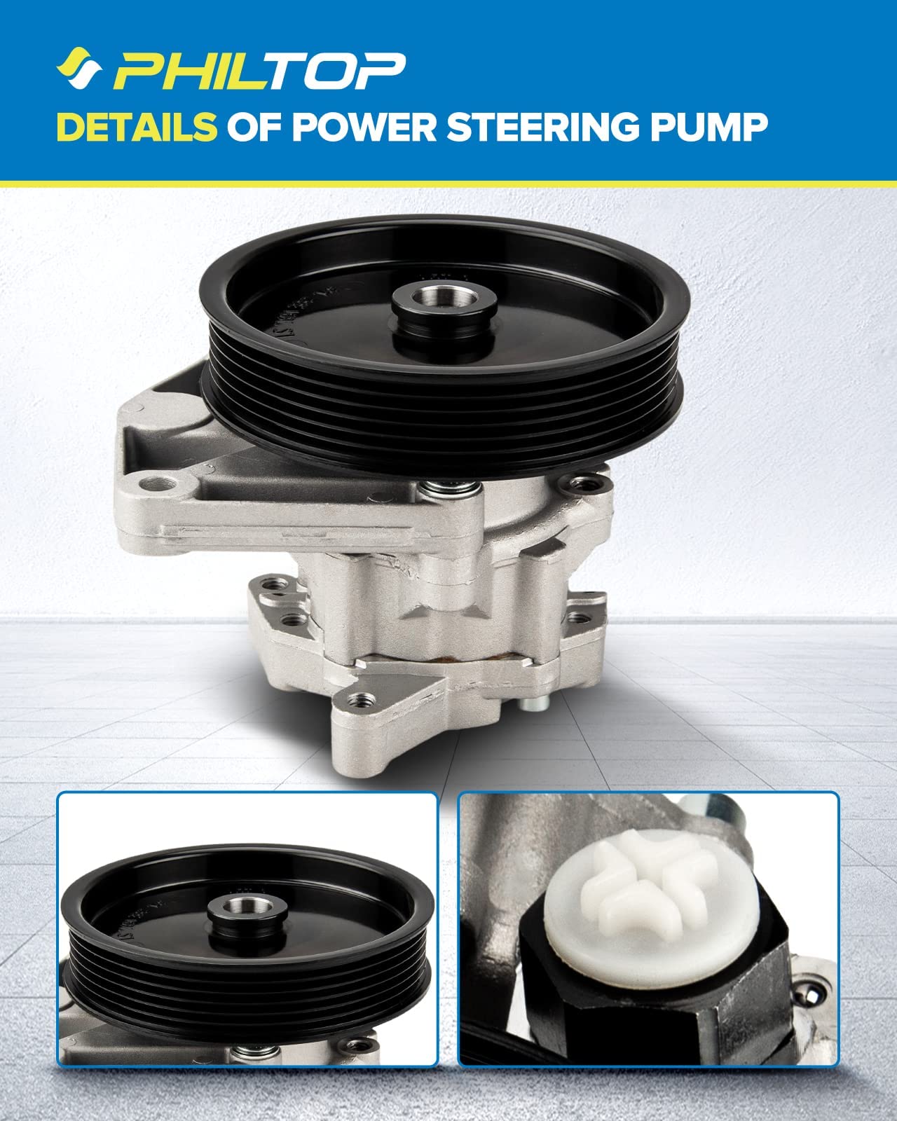 PHILTOP Power Steering Pump 21-120 for E350 2007-2009, GL450 2007-2012, ML350 2006-2009, S550 2007-2009, ML350 4Matic/Base 2010-2011, R350 2006-2009, CLS550 2007-2011, GL550 2008-2012, ML550 2008-2011