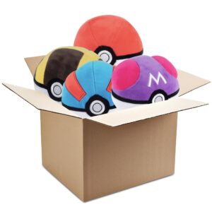 pokémon pokéball plush assorted blind box 2-pack - receive 2 of 4 ball styles, 5" - poke, master, ultra or great ball - soft stuffed toys with weighted bottom - officially licensed - gift for kids