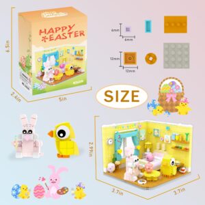 Bestbase Easter Friends House Building Blocks Kit - 417 Pcs Easter Bunny Easter Toys Building Sets , Easter Basket Stuffers Easter Egg Fillers Building Toys Easter Gifts for Kids Age 6+