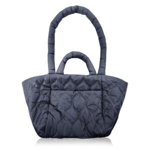 Women Puffer Tote Bag Soft Quilted Shoulder Bag Padded Handbag Bolso Mano Mujer acolchado (Lavender)