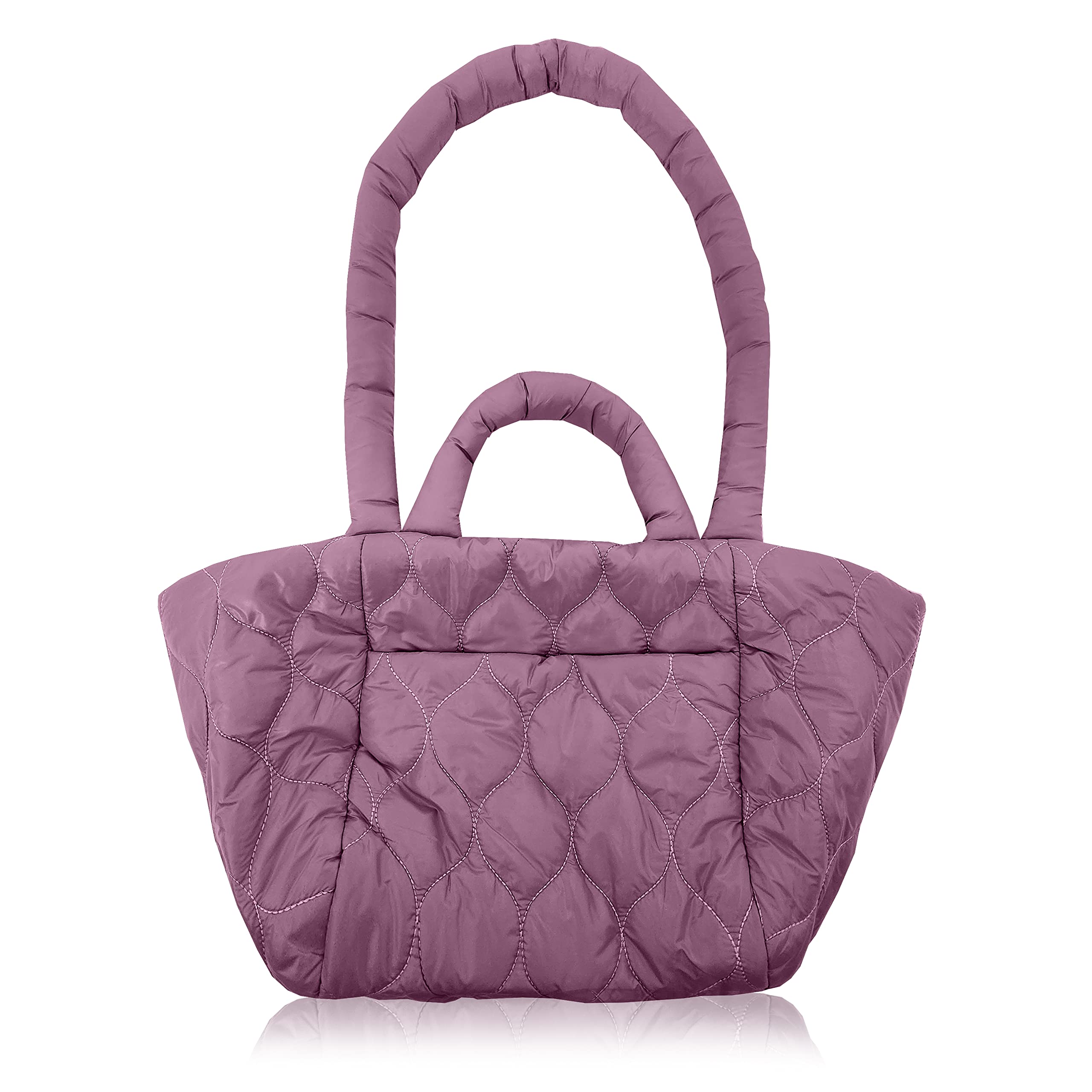 Women Puffer Tote Bag Soft Quilted Shoulder Bag Padded Handbag Bolso Mano Mujer acolchado (Lavender)