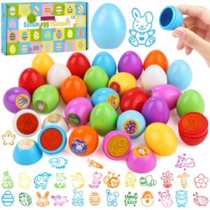 fovths 28 pack easter egg stampers assorted self-ink stamp basket stuffers easter hunt easter party favor for easter diy crafts classroom prize supplies