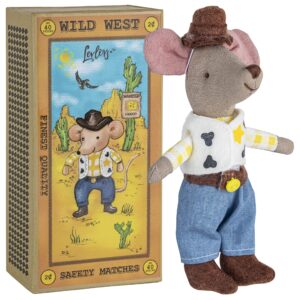 LEVLOVS Christmas Mouse in a Matchbox and Friends Toy Baby Registry Gift Cowboy Mouse PlushToy