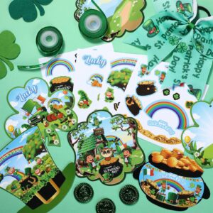 Sumind 28 Sets St. Patrick's Day Craft Kits for Kids St Patricks Day Scenes Shamrock Stickers Accessories Leprechaun Clover Gold Coin DIY Ornament Craft for Home Classroom Irish Party Supplies