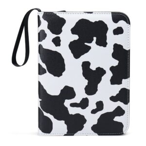 4 pocket trading card binders for 400 cards, cute kawaii cow milk pattern