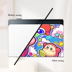 PERFECTSIGHT Compatible with Nintendo Switch OLED Skin Sticker Kawaii Cartoon Vinyl Decal Pretty Pattern Protective Film for NS Console & Joy-Con Controller & Dock (7-Kirbi)