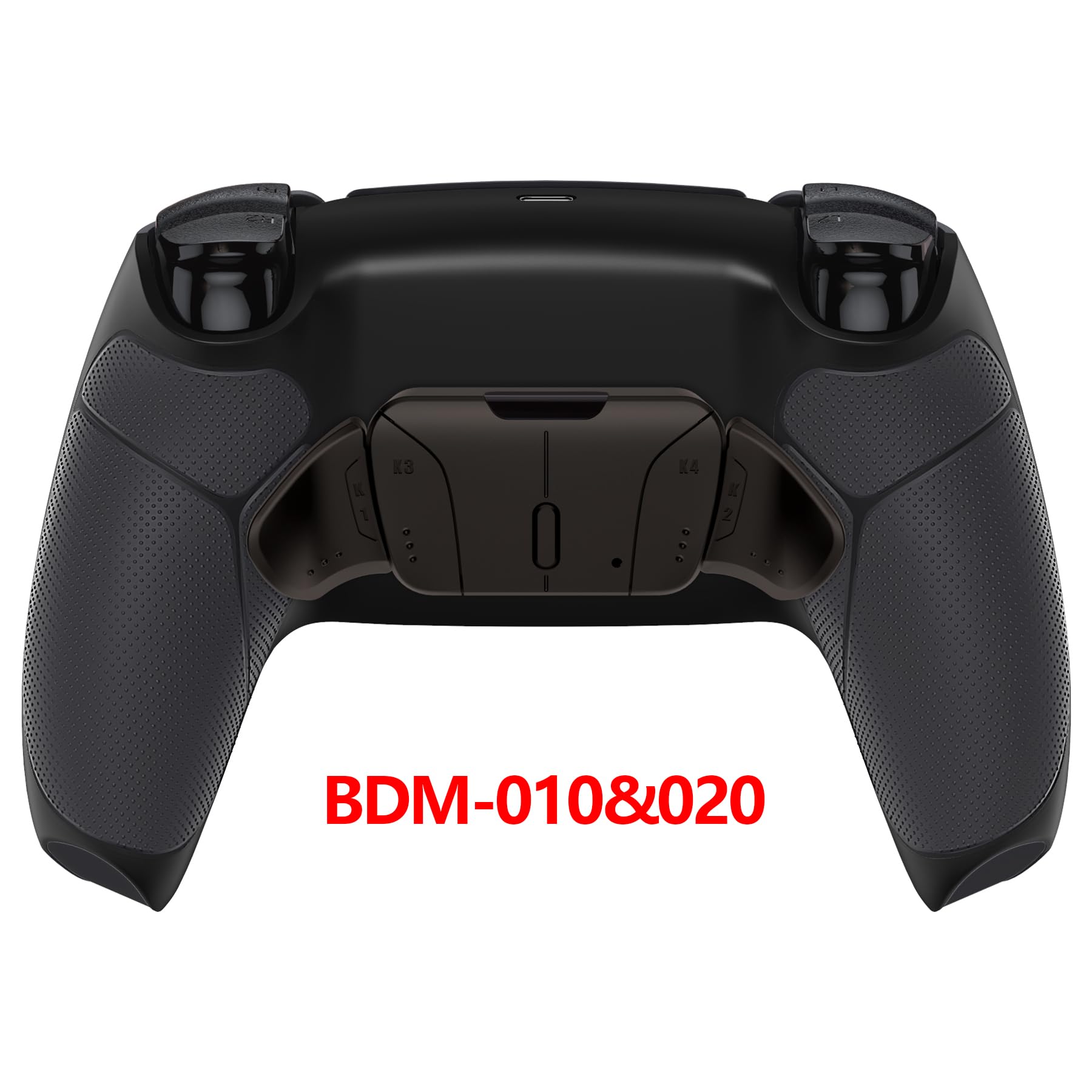 eXtremeRate Black Real Metal Buttons (RMB) Version RISE4 Remap Kit for PS5 Controller BDM-010 020 with Black Rubberized Grip Redesigned Back Shell, Upgrade Board and 4 Back Buttons for PS5 Controller