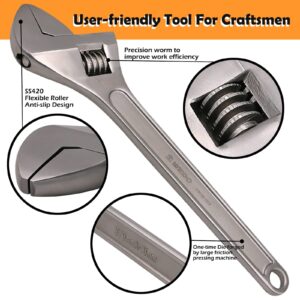 WEDO 5Pcs Stainless Steel Adjustable Wrench Set, Adjustable Spanner, Precision Milled Jaws for Max Gripping Power, Anti-Corrosion, DIN Standard, Die-forged, Rust-Proof(Length 4”,6”,8”,10”,12”)