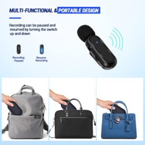 2 Pack Wireless Lavalier Microphone for iPhone iPad, Professional Clip On Lapel Mic with 780MA Charging Case - 10H Plug-Play Noise Reduction 70FT for Video Recording Vlogging, YouTube, Interview