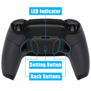 eXtremeRate Black Real Metal Buttons (RMB) Version RISE4 Remap Kit for PS5 Controller BDM-010 020 with Black Rubberized Grip Redesigned Back Shell, Upgrade Board and 4 Back Buttons for PS5 Controller