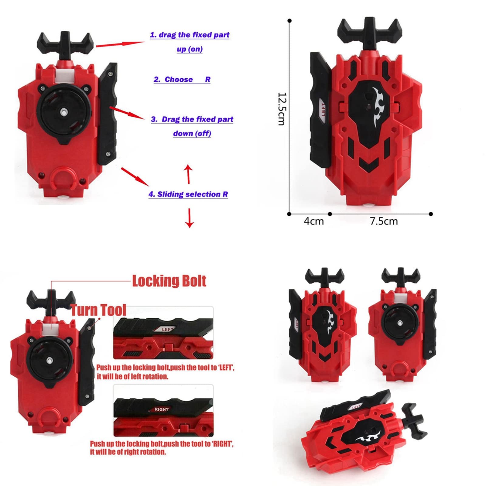 String Left/Right Launcher LR+Grip Battling Tops Blades Evolution Turbo God Starter Game Accessories Bey Burst Gaming Toy B-203 Helios Hyperion Ultimate Fusion DX Set Booster Spinning Top Toy (B-203)