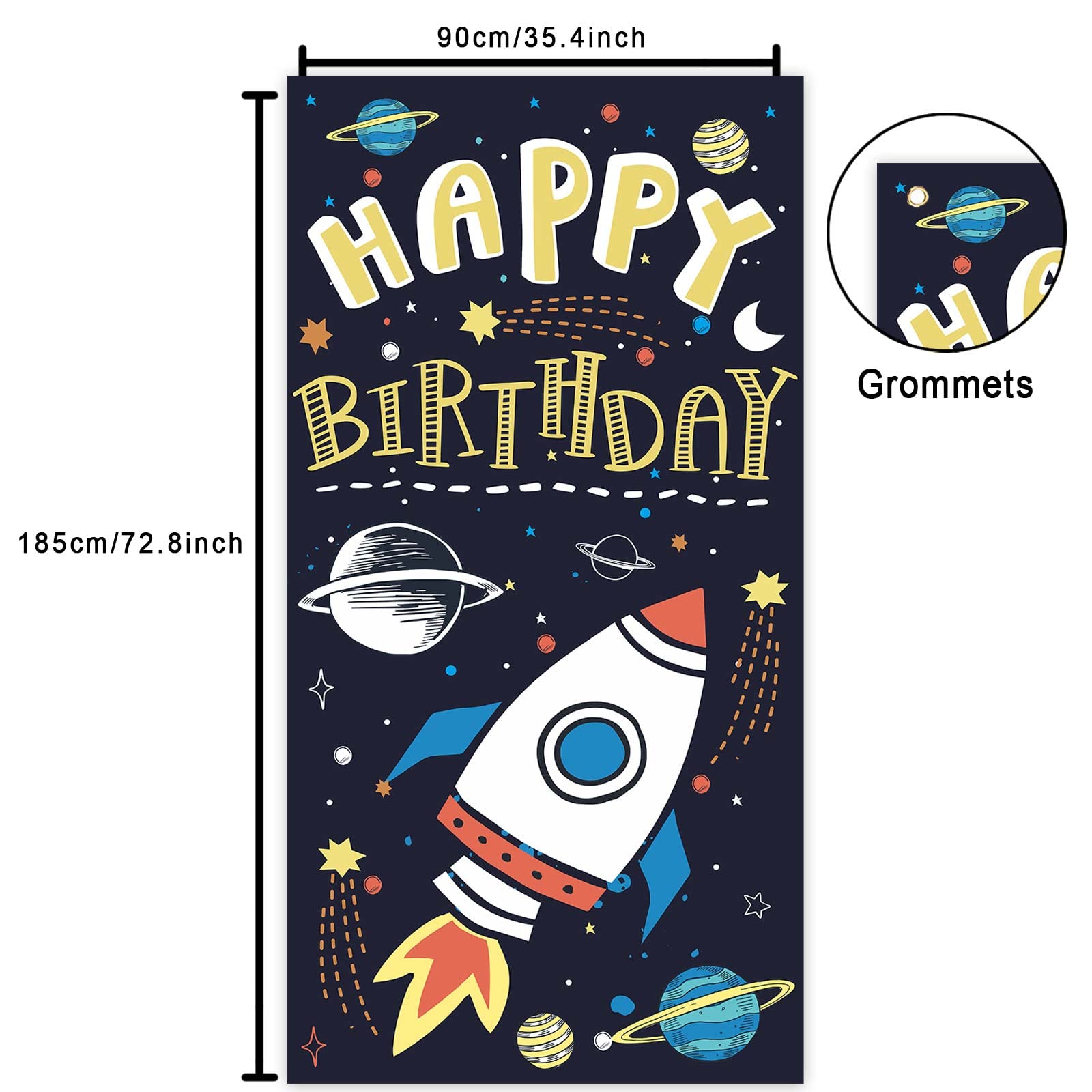 Outer Space Banner Blast Off Rocket Spaceship Galaxy Planet Astronaut Theme Decor for Decorations Boy Girl 1st Birthday Party Baby Shower Galaxy Planet Party Backdrop Outer Space Party Supplies