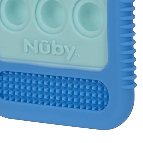 Nuby Baby Teething Toy, 3+ Months, Giggle Bytes Sensory Popper Cellphone, Blue