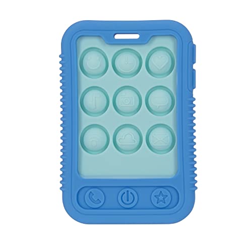 Nuby Baby Teething Toy, 3+ Months, Giggle Bytes Sensory Popper Cellphone, Blue