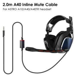 6.5 Feet Headphone Cable Replacement for Astro A10 A40 Cable Gaming Headsets Controller Headphone Audio Extension Cable 2.0M Inline Mute Cable Cord