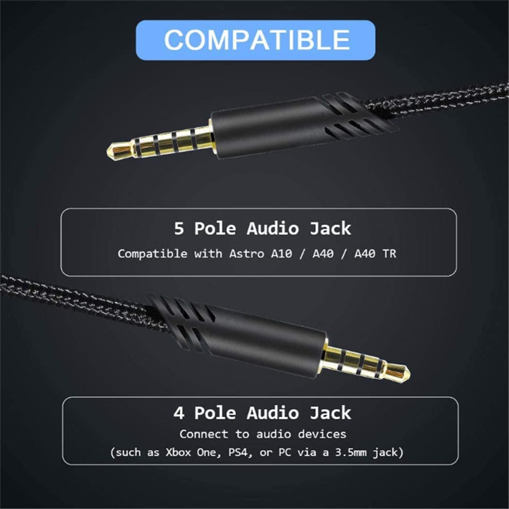 6.5 Feet Headphone Cable Replacement for Astro A10 A40 Cable Gaming Headsets Controller Headphone Audio Extension Cable 2.0M Inline Mute Cable Cord