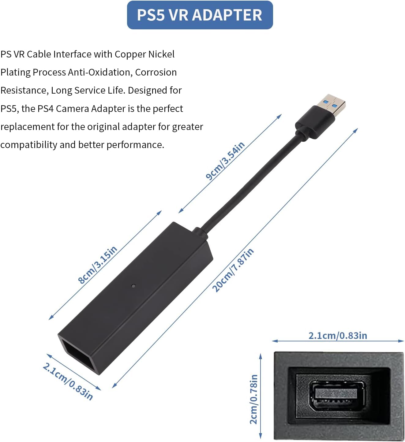 Luqeeg VR Converter Cable for PS5, VR Camera Adapter for PSVR on PS5, Converter Connecting Cable for PS5 Game Console, Parallel Adapters for Host Camera