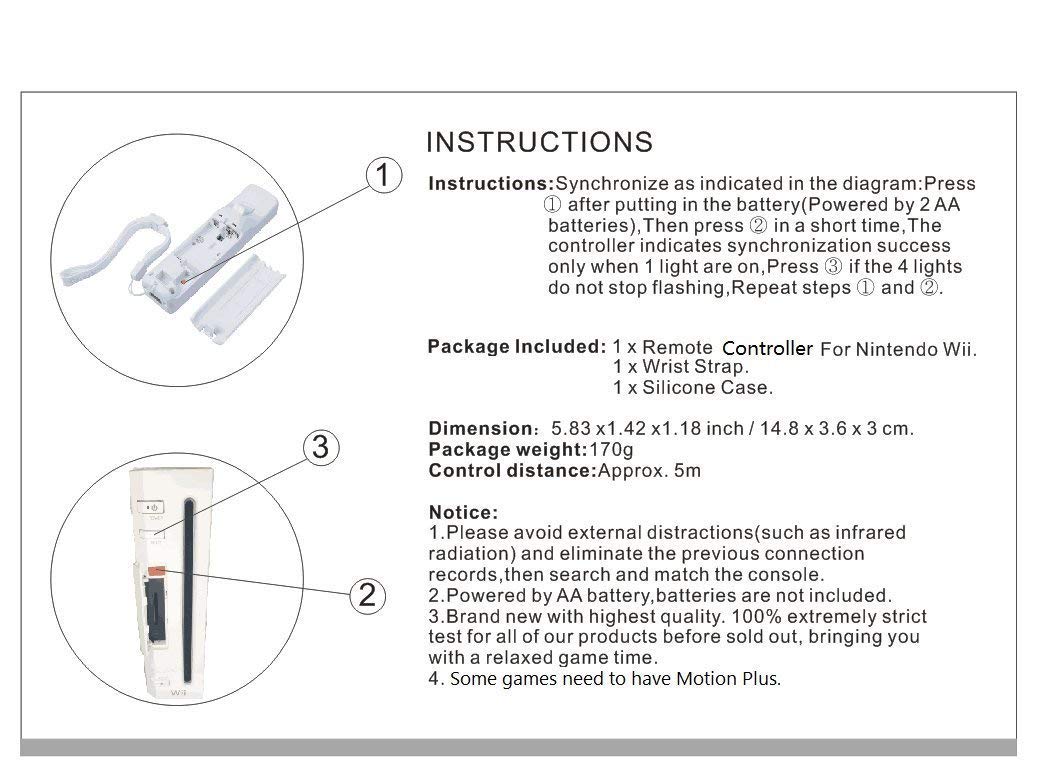 Lyyes Remote Controller for Wii, Wii Remote and Nunchuck Controllers with Silicon Case and Strap for Wii and Wii U (White)