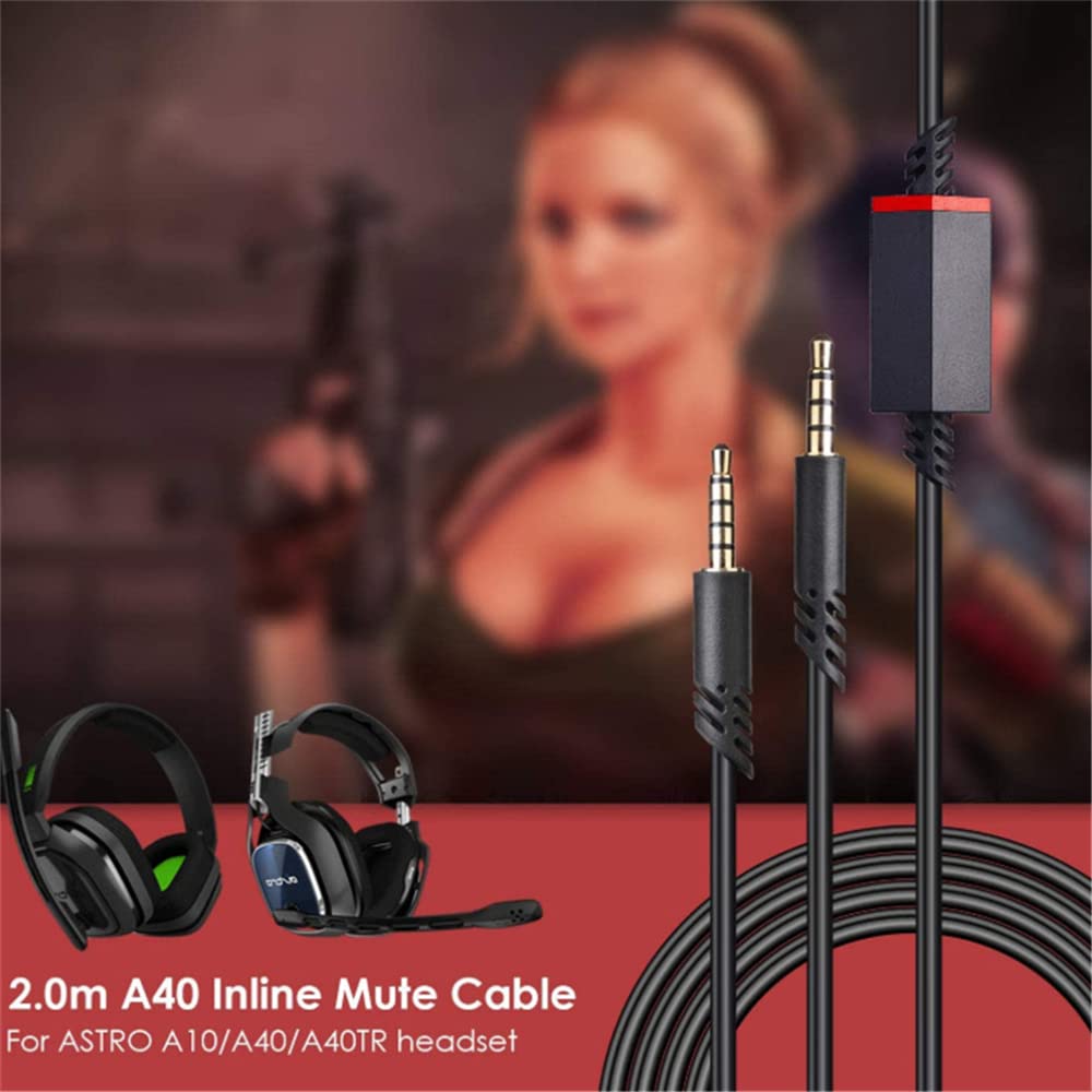 6.5 Feet Headphone Cable Replacement for Astro A10 A40 Cable Gaming Headsets Controller Headphone Audio Extension Cable 2.0M Inline Mute Cable Cord