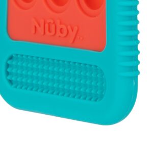 Nuby Baby Teething Toy, 3+ Months, Giggle Bytes Sensory Popper Cellphone, Aqua